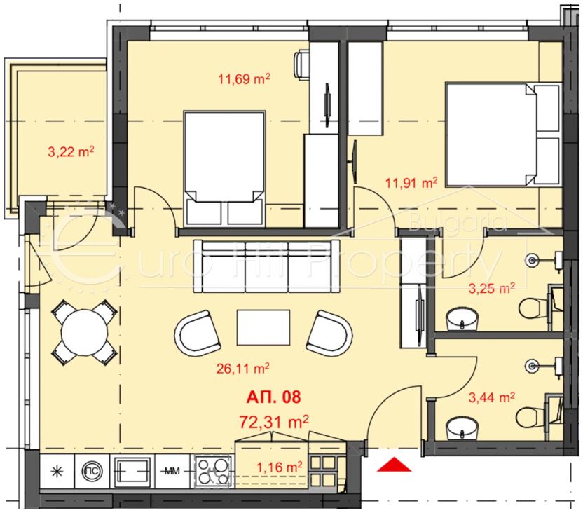 Тристаен апартамент в новострояща се жилищна сграда в кв. Хоризонт - 0