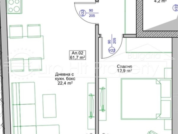 Двустаен апартамент в новострояща се сграда в гр.Поморие - 0