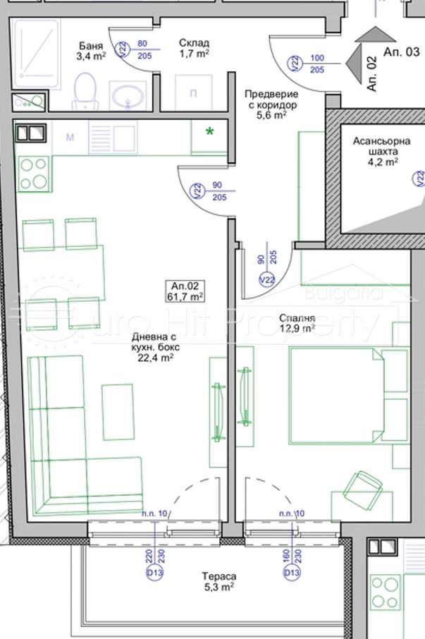 Двустаен апартамент в новострояща се сграда в гр.Поморие - 0
