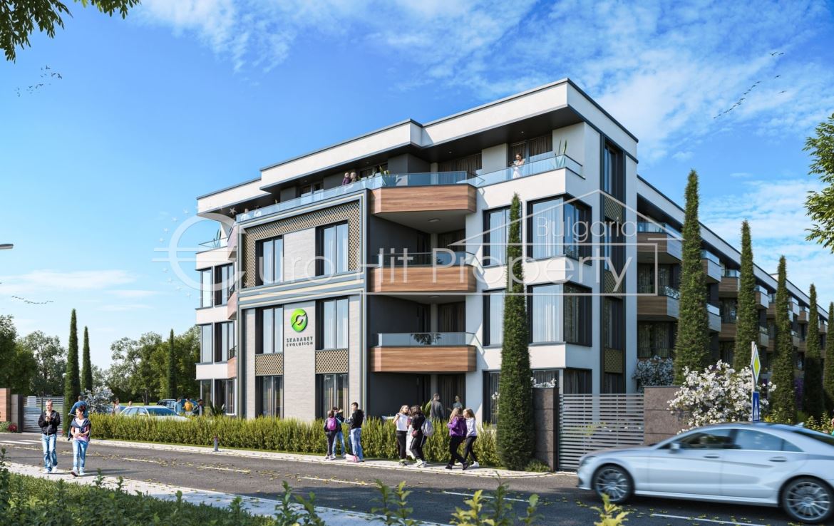 Едностаен апартамент с веранда и двор в новострояща се луксозна жилищна сграда в новата част на кв. Сарафово, на метри от морето - 0