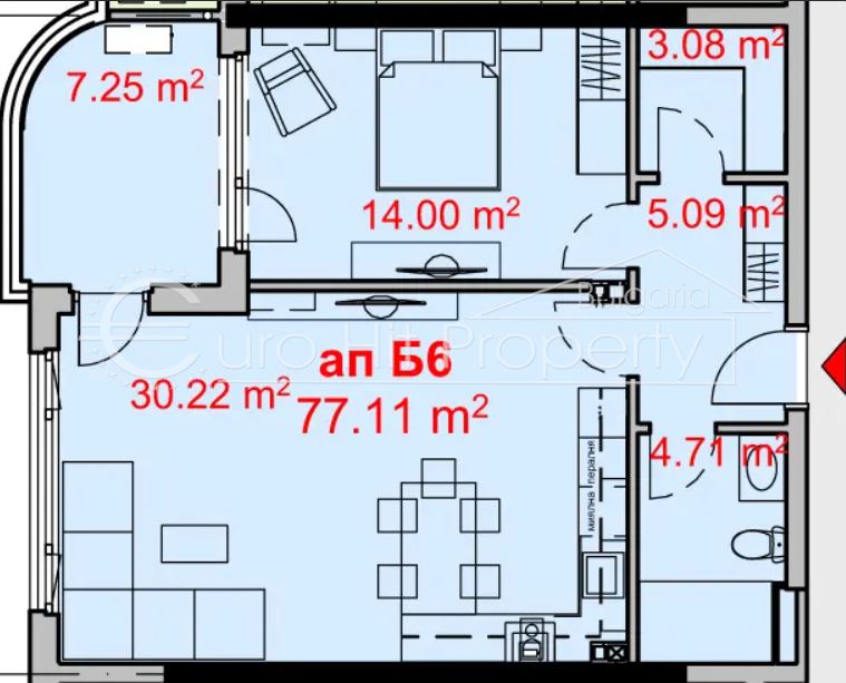 Двустаен апартамент с просторна дневна в новострояща се сграда в ж.к. Изгрев
