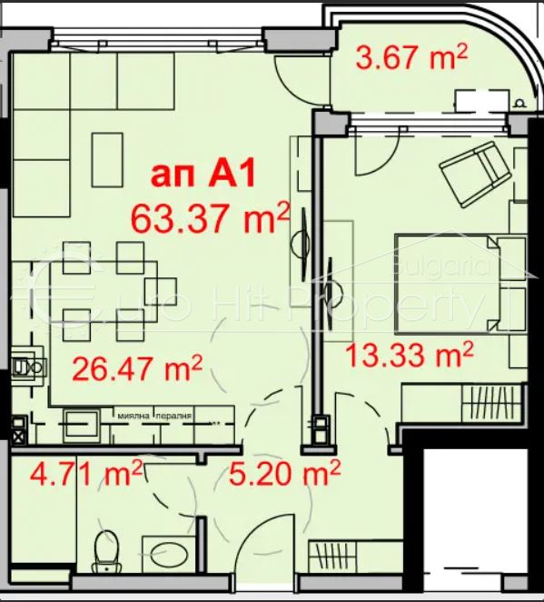 Двустаен апартамент в новострояща се жилищна сграда в ж.к. Изгев близо до парка